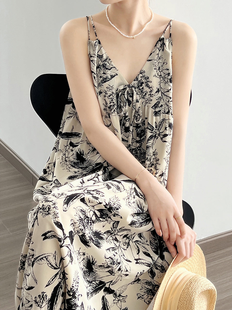Summer Artsy Ink-print Vest Dress