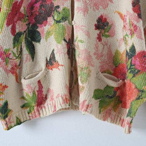 Spring New Roses Prints Sweater and Knit Harem Pants Two Pieces