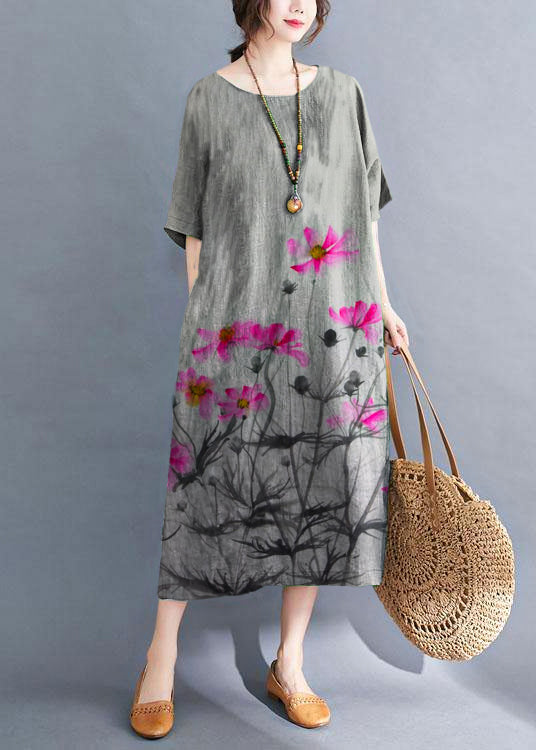 Handmade Green O-neck Patchwork Summer Vacation Dresses Half Sleeve