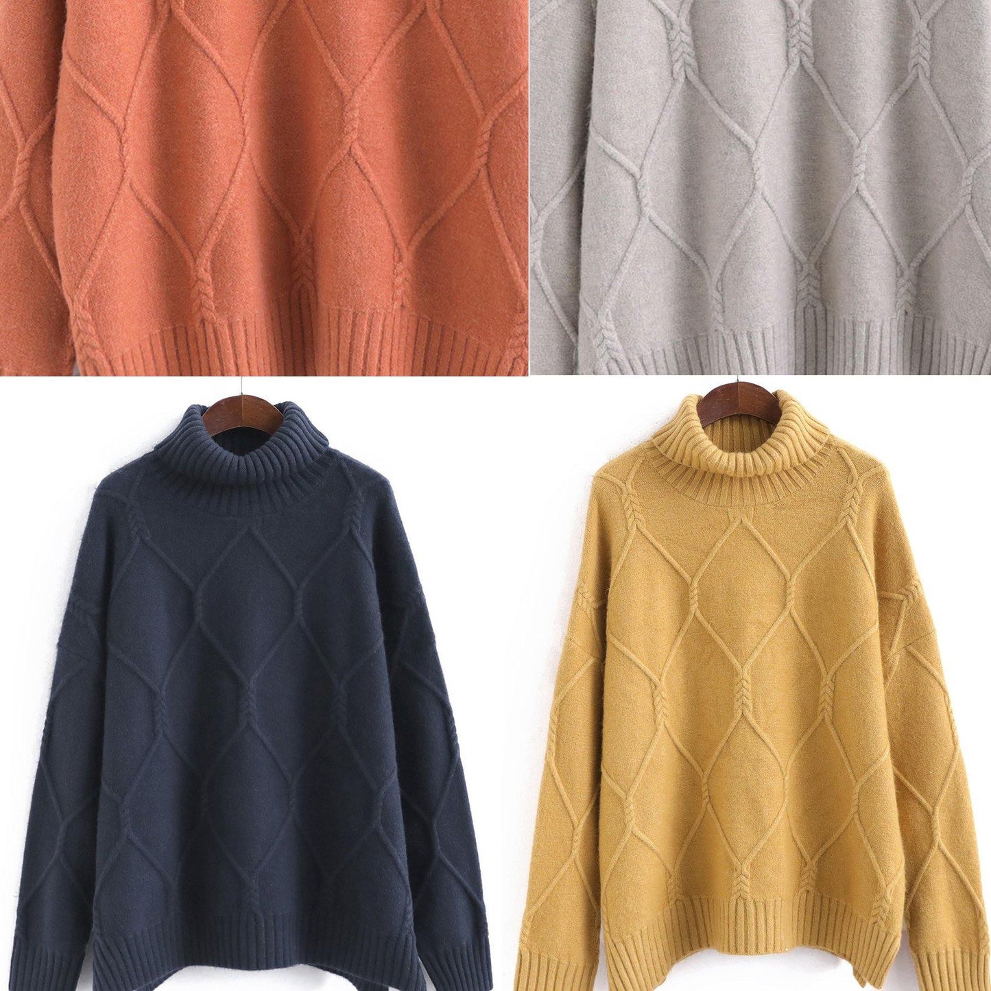 Aesthetic Black Knitted Top High Neck Oversized Spring Sweaters