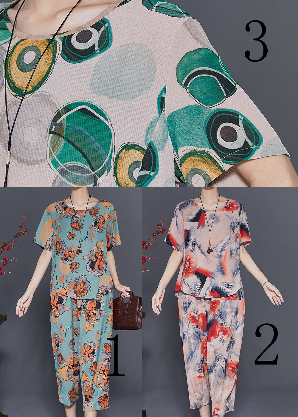 Art Green Butterfly Print Linen Two Piece Set Clothing Summer