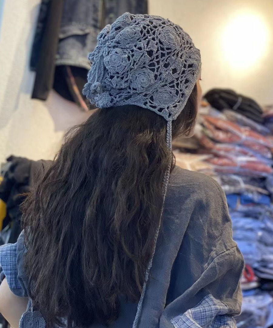 Brown Hollow Out Handmade Knit Hat
