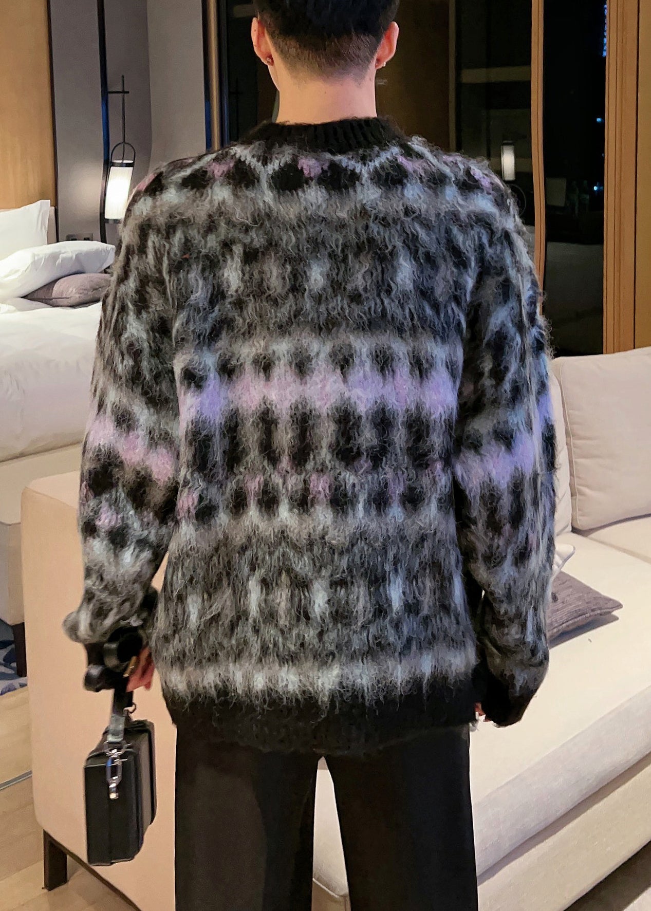 Black Cozy Patchwork Cotton Knit Fall Sweaters O Neck