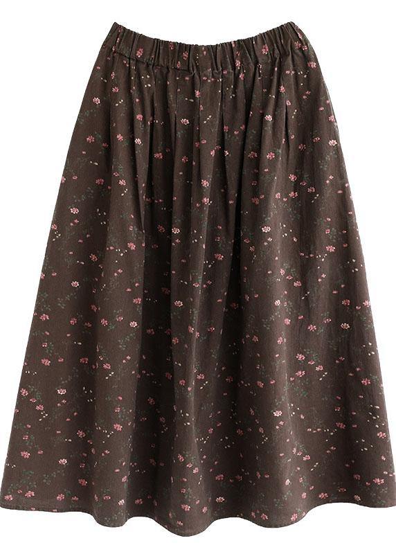 Chocolate Loose a Line Summer Pockets Linen Skirts
