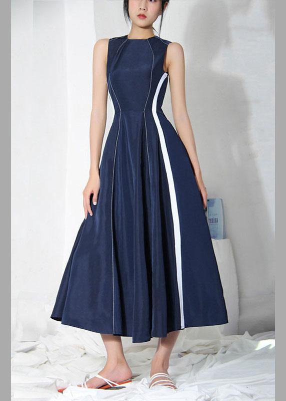 Navy Patchwork Sleeveless Party Dress Summer