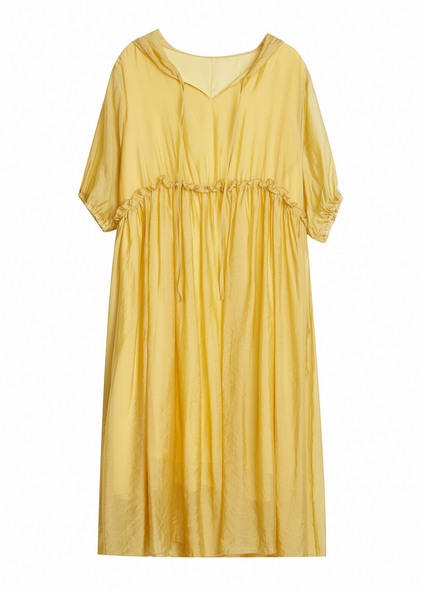 Yellow V Neck Patchwork Maxi Dress Summer