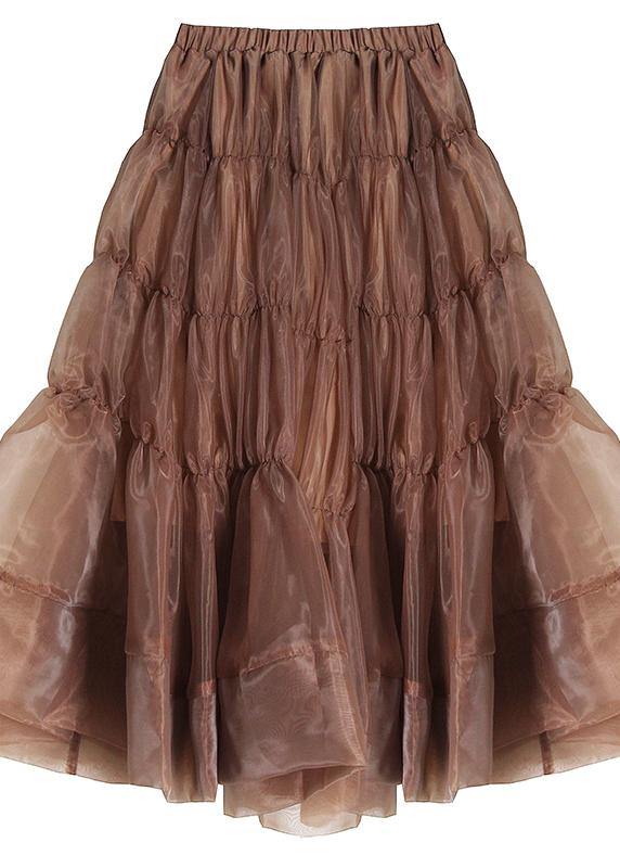 Chocolate Chiffon Cinched Skirts Summer