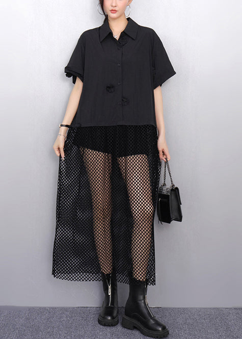 Black Hollow Out Patchwork Tulle Vacation Dresses Summer