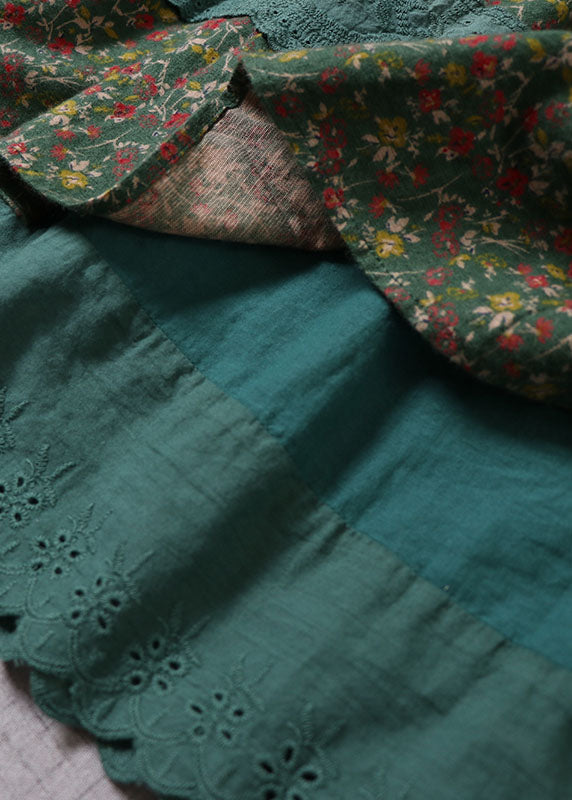 Green Lace Patchwork Print Skirts Winter