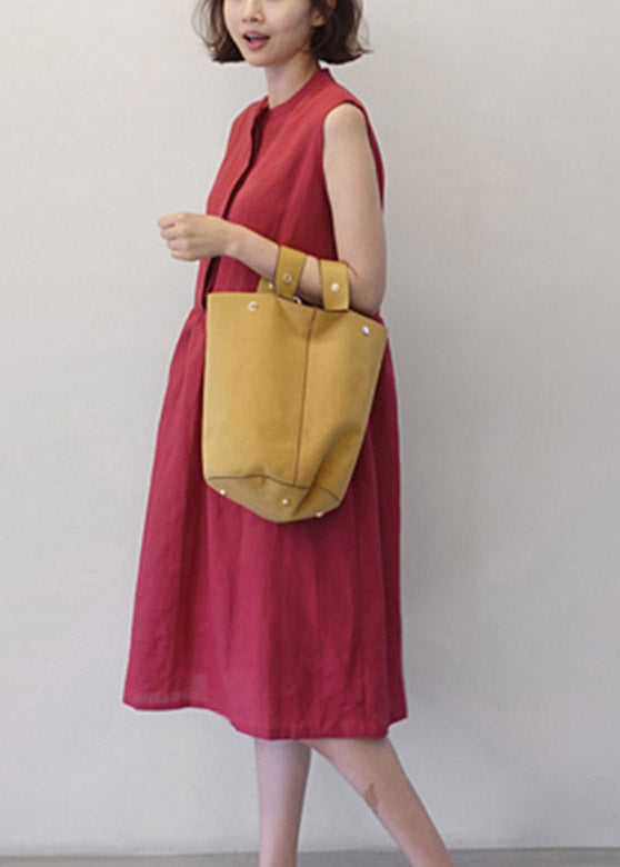 Red O-neck Patchwork Wrinkled Maxi Dresses Summer