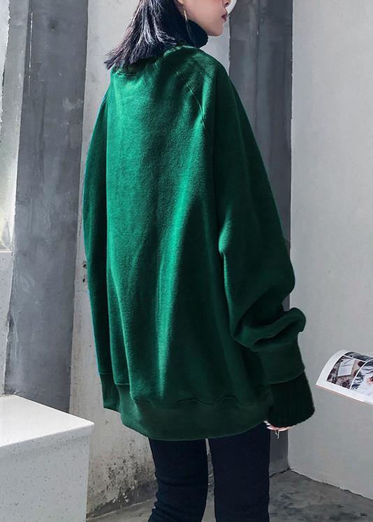 Chunky Green Knitted Pullover Fall Winter Sweaters O Neck
