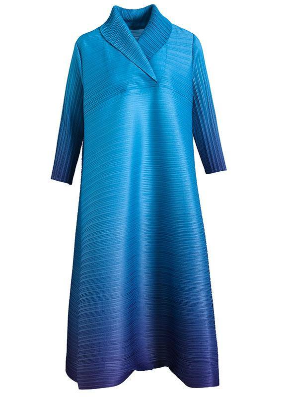 Classy Blue Bracelet Sleeved Side Open Shift Dress Summer Holiday Dresses