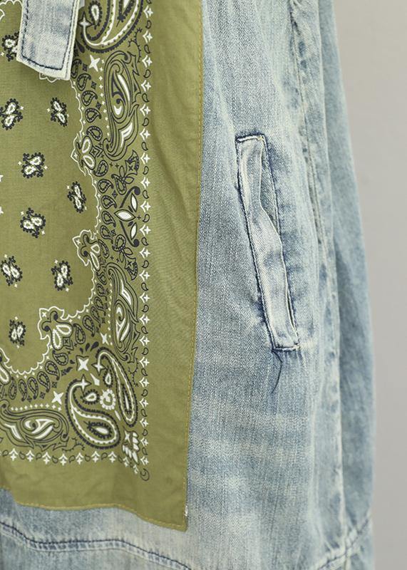 Classy Hole Spaghetti Strap Cotton Tunic Pattern Catwalk Denim Dress