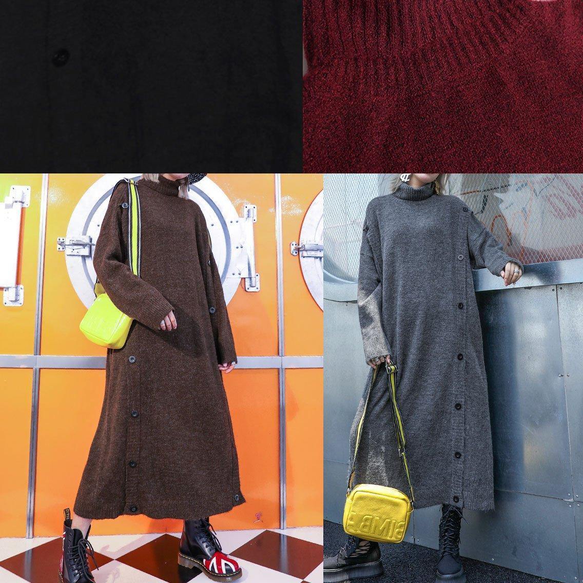 High Neck Sweater Knit Top Pattern Largo Gray Big Knit Dress Fall