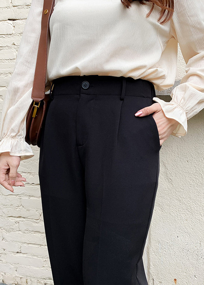 Diy Black High Waist Pockets Spandex Pants Fall