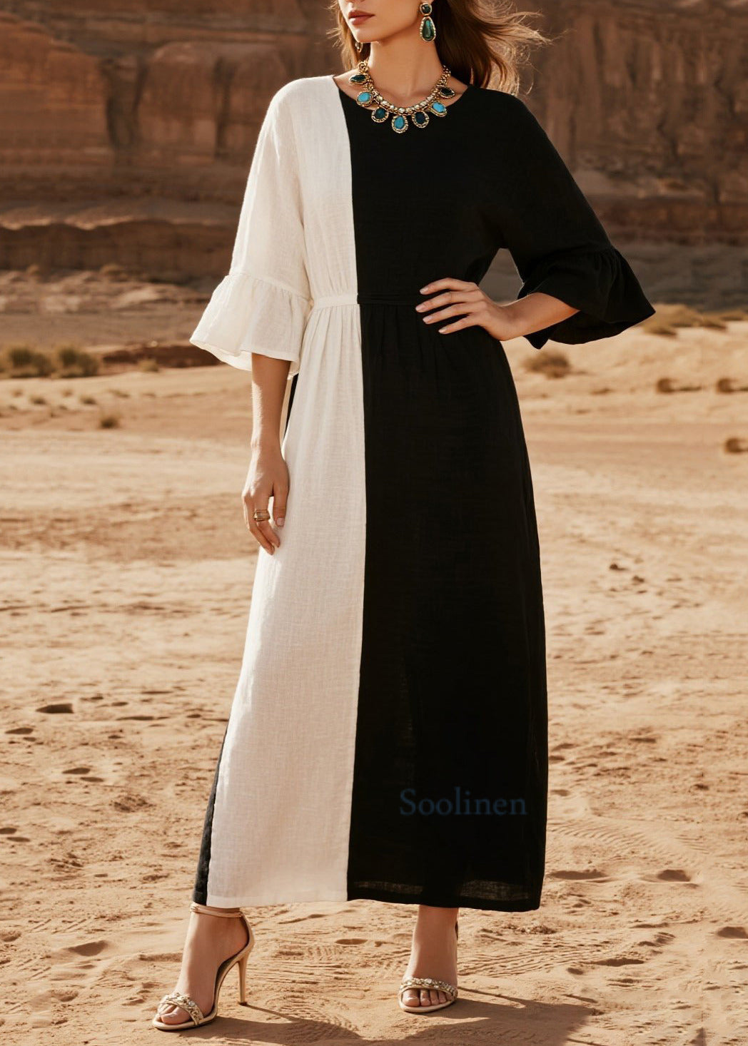 Asymmetrical Patchwork Cotton Robe Dresses Summer