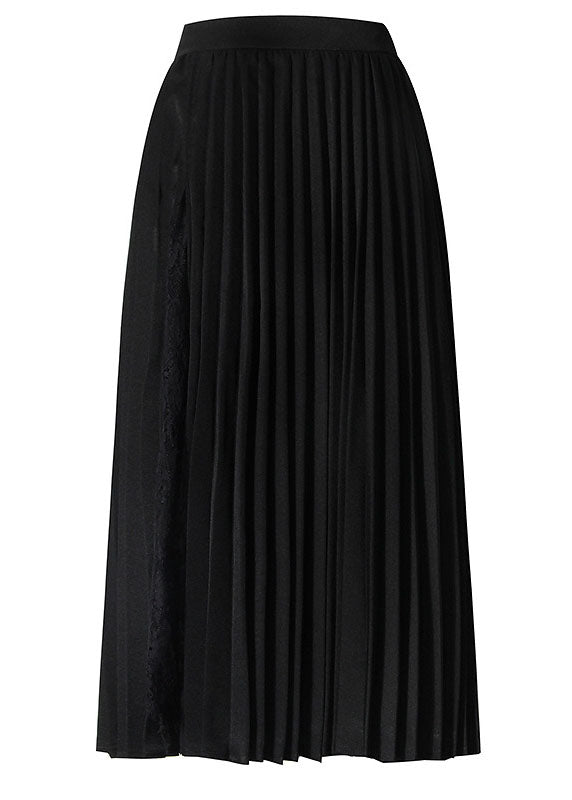 Black Asymmetrical Design Lace Patchwork Summer Skirt