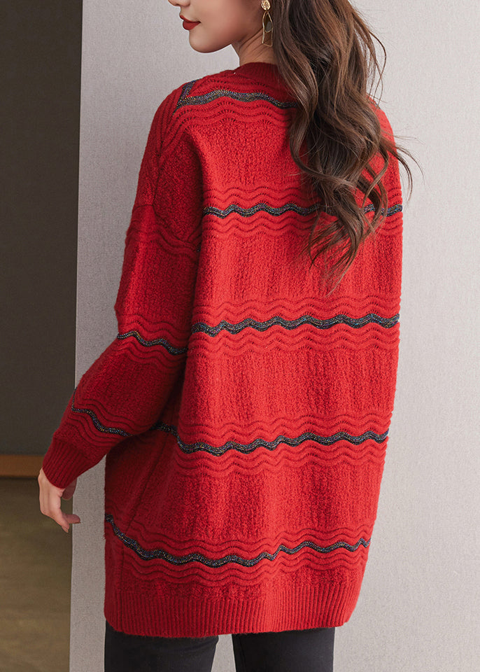 Coffee O Neck Woolen Mid Sweater Spring
