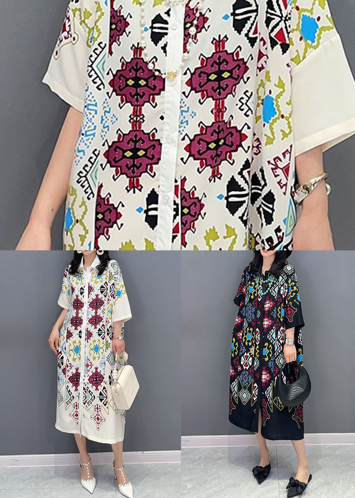 White Peter Pan Collar Patchwork Cotton Shirts Dress Summer