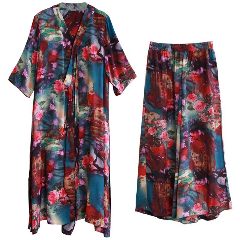 Style Suit Summer Novel Literary Print Loose Two-piece