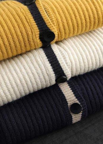 Beige Sweater Blouse V Neck Button Down Spring Sweaters