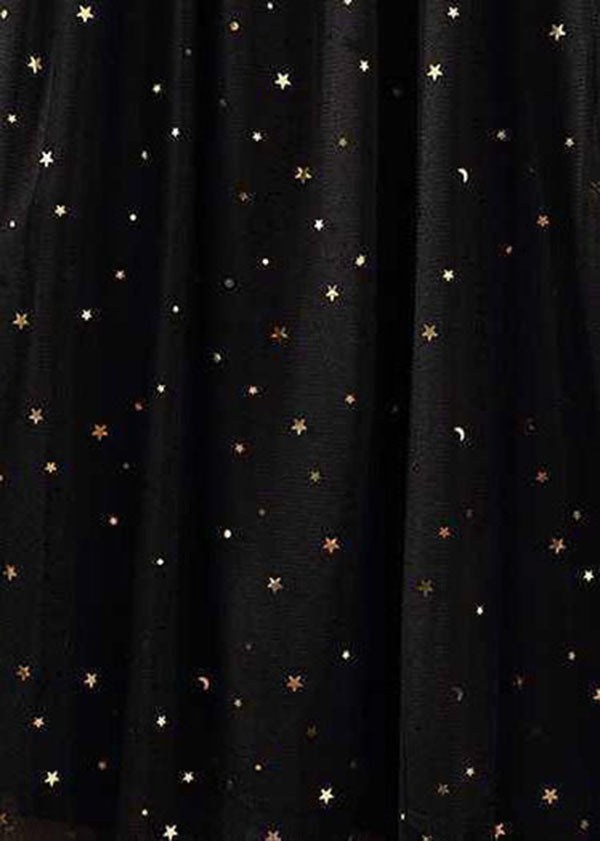 Black Elastic Waist Sequins Tulle Skirts Spring