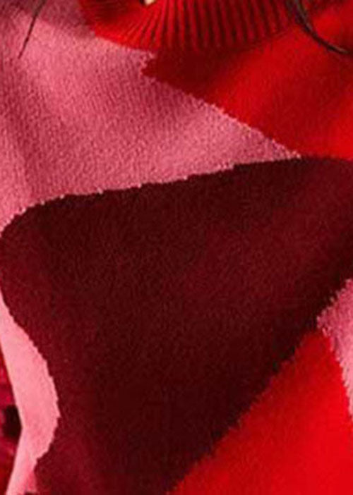 Red O-neck Knit Winter Sweaters
