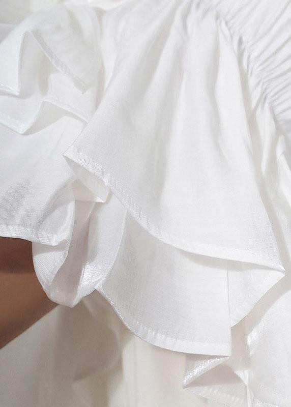 Fine White Cinched Asymmetrical Design a Line Skirt