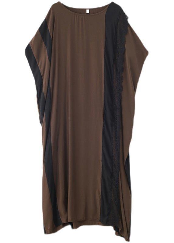 French Chocolate Patchwork Cotton Lace Summer Dresses