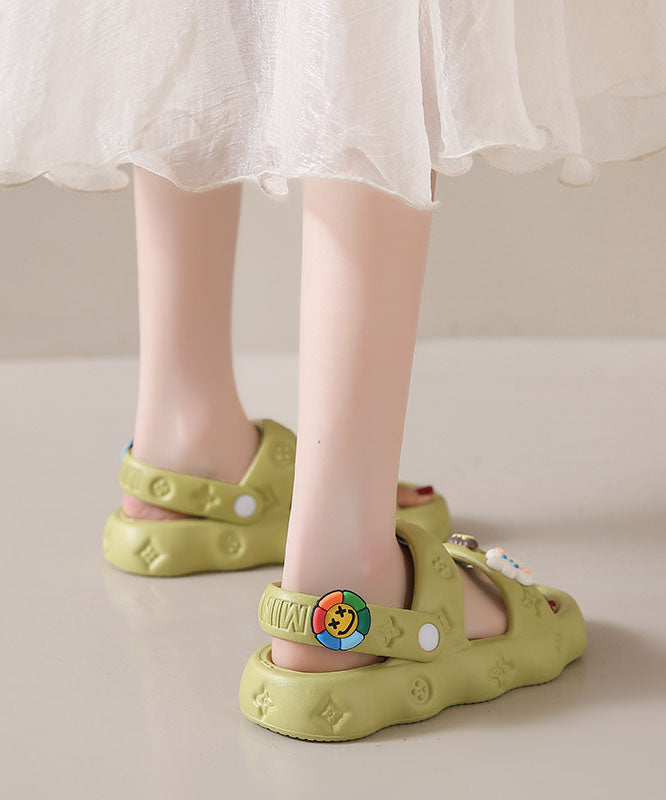 Green Platform Decorated Splicing Beach Slide Sandals