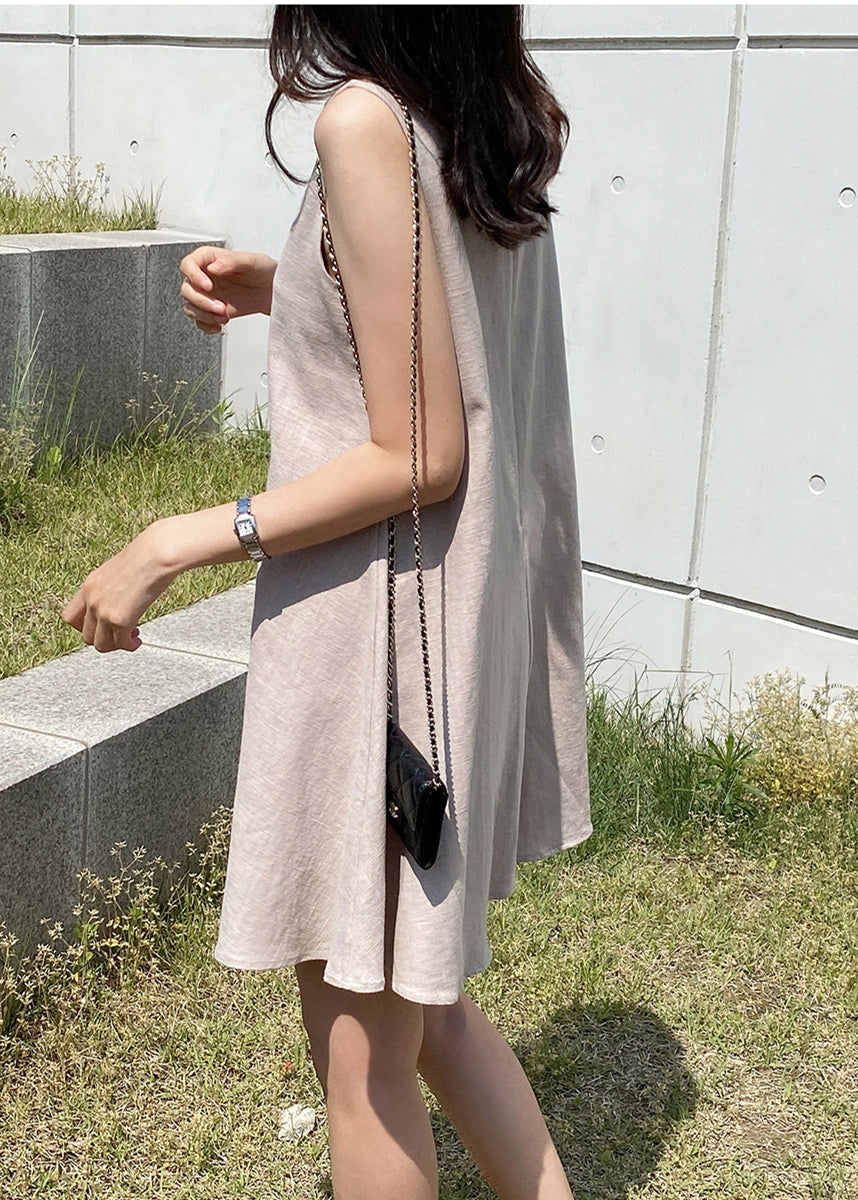Khaki Patchwork Mid Dresses Sleeveless