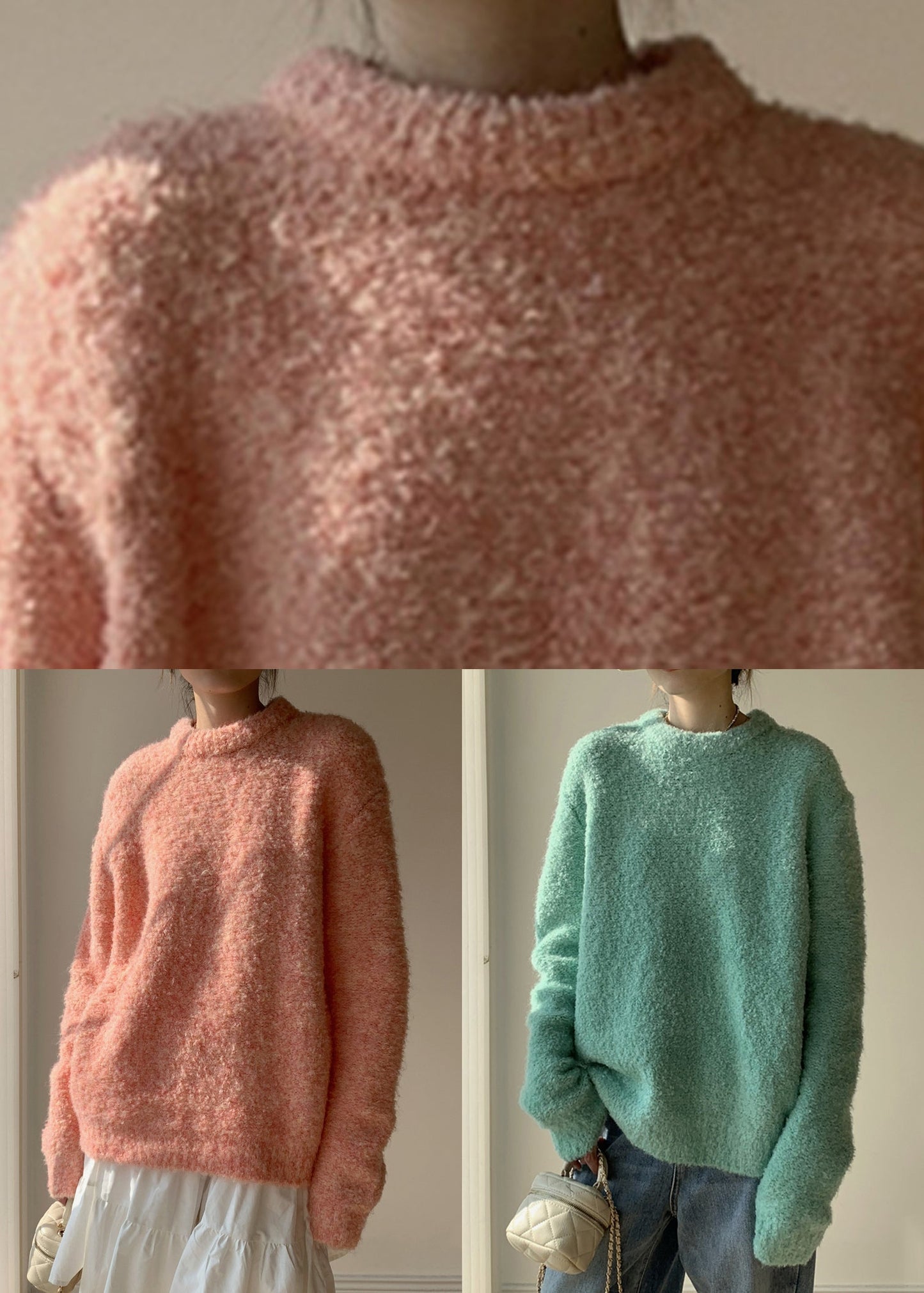 Lake Blue Cozy Thick Knit Sweater O-neck Spring