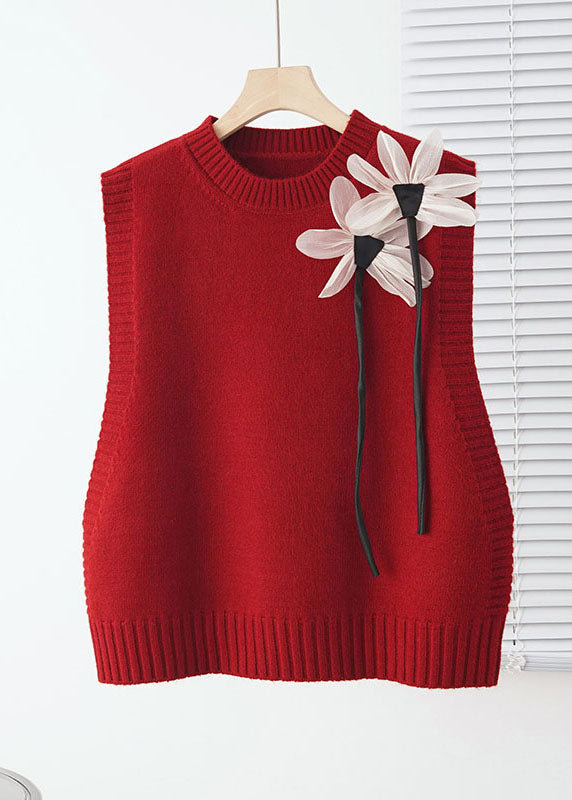 Loose Grey O-neck Knit Waistcoat Sleeveless