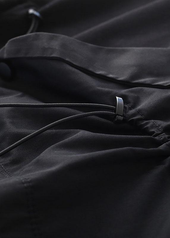 Modern Black Cinched Pockets Asymmetrical Design Skirt