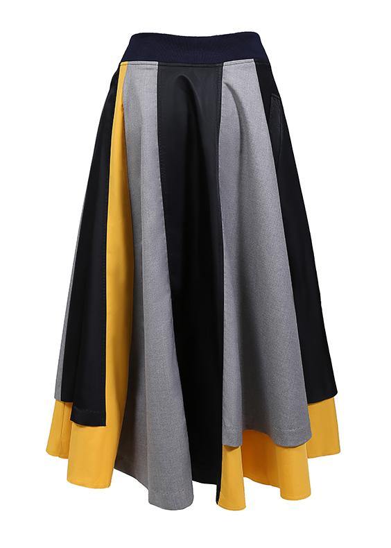 Multicolor Patchwork A-line Long Skirt