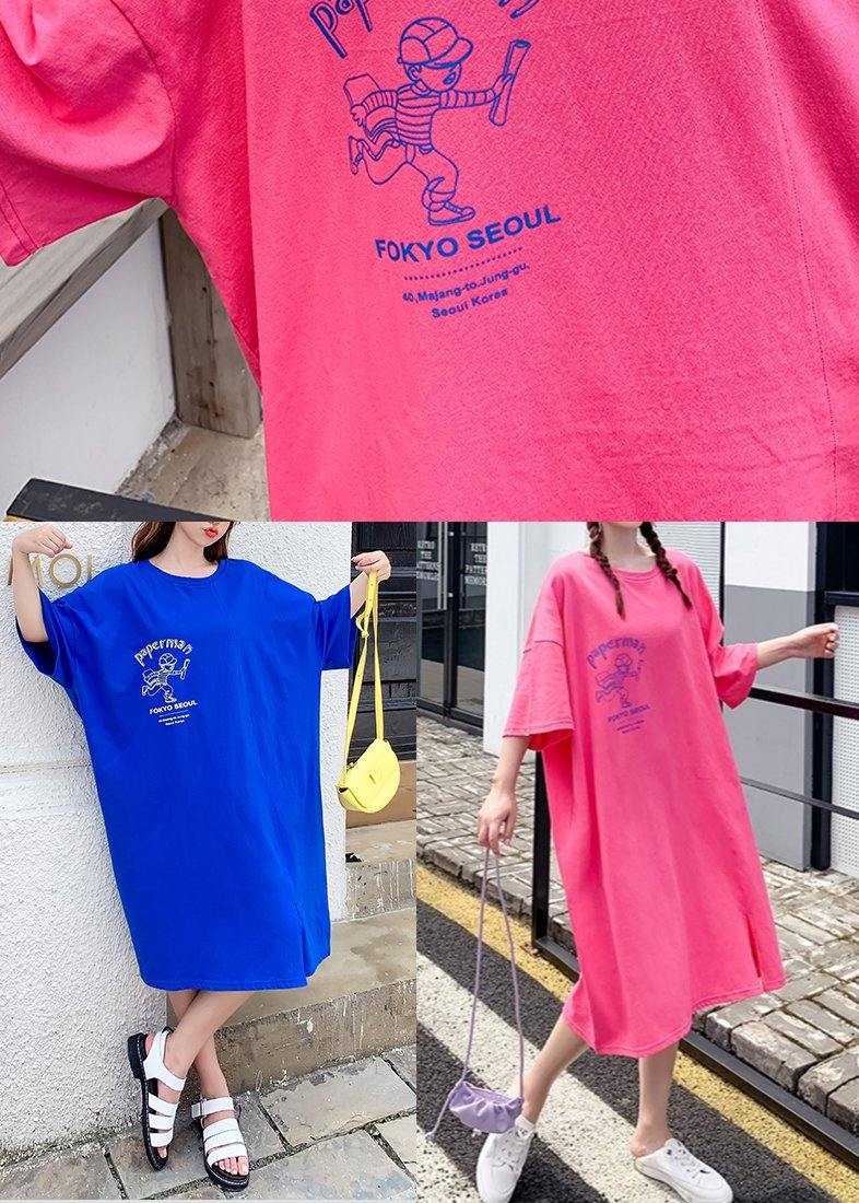 Natural Rose Graphic Cotton Half Sleeve Summer Dresses