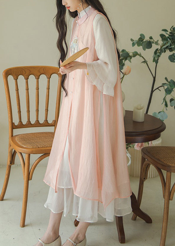New Chinese Style Stand Collar Embroidered Dress Two-piece Set Autumn