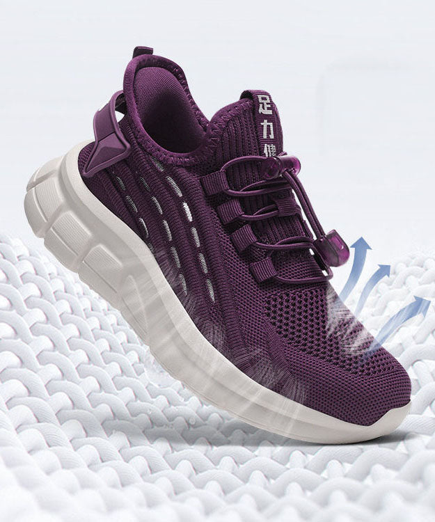 New Purple Breathable Mesh Unique Splicing Flat Feet Shoes