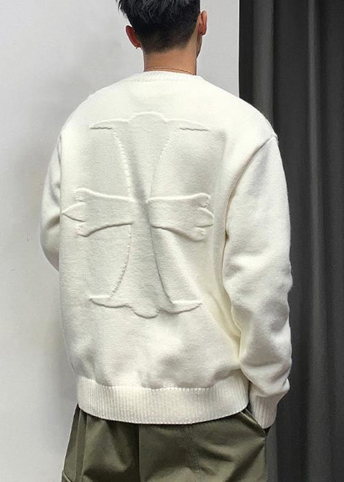 New White Cross Cozy Knit Sweaters Fall