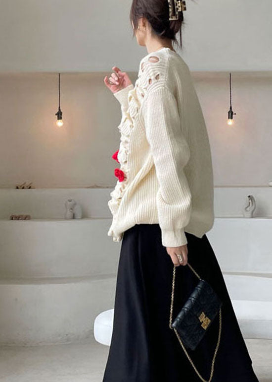 Organic Apricot Hollow Out Knit Sweaters Winter