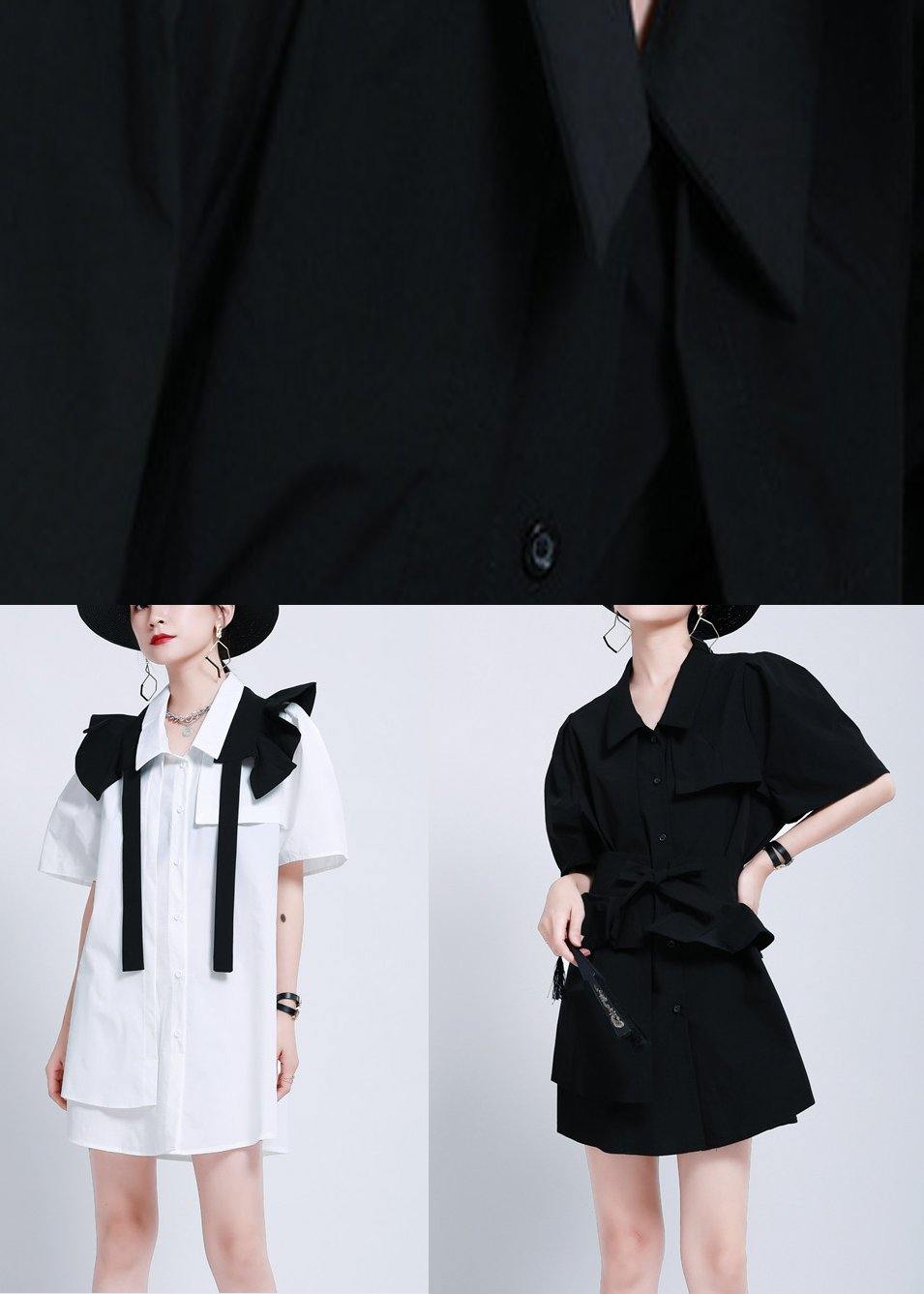 Organic Black Peter Pan Collar Summer Cotton Dress