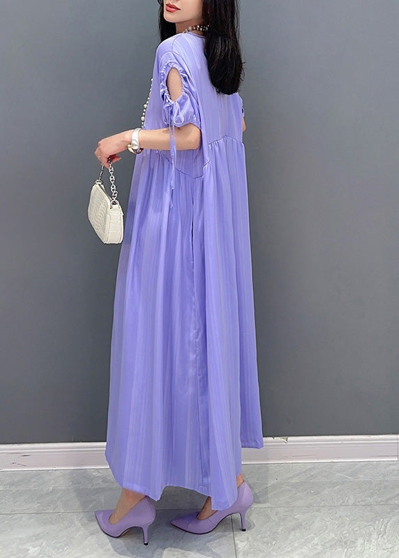 Organic Purple O-neck Patchwork Party Maxi Dress Summer