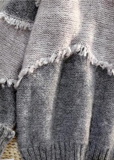 Oversized Gray Clothes for Oversize Patchwork Knit Sweat Tops