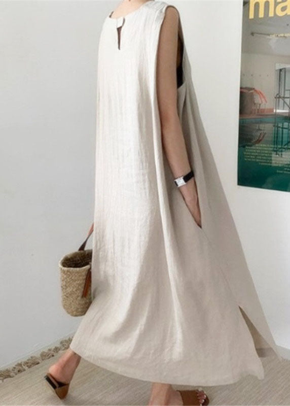 Apricot Pockets Side Open Dress Sleeveless