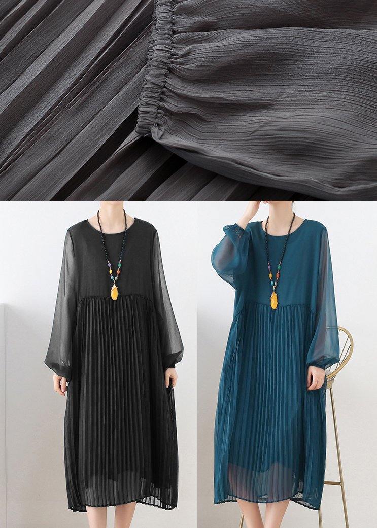 Grey Patchwork Chiffon O-neck Spring Summer Robe Dresses