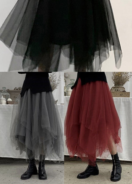Grey Patchwork Tulle Skirts Spring