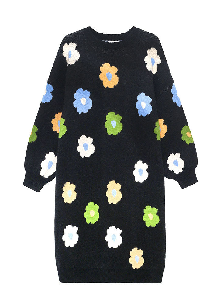 Natural Black Thick Knit Dress Winter