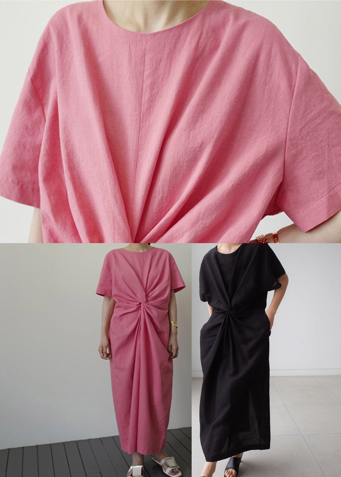 Slim Fit Pink O-neck Holiday Dress Short Sleeve