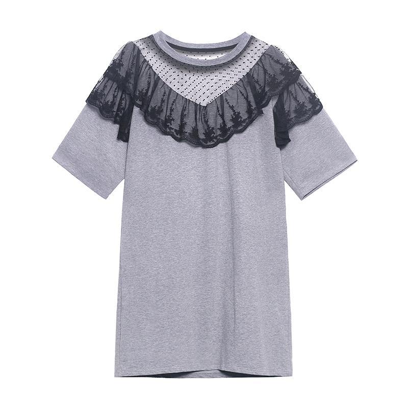 Unique Black Patchwork Lace Cotton Summer Maxi Dresses
