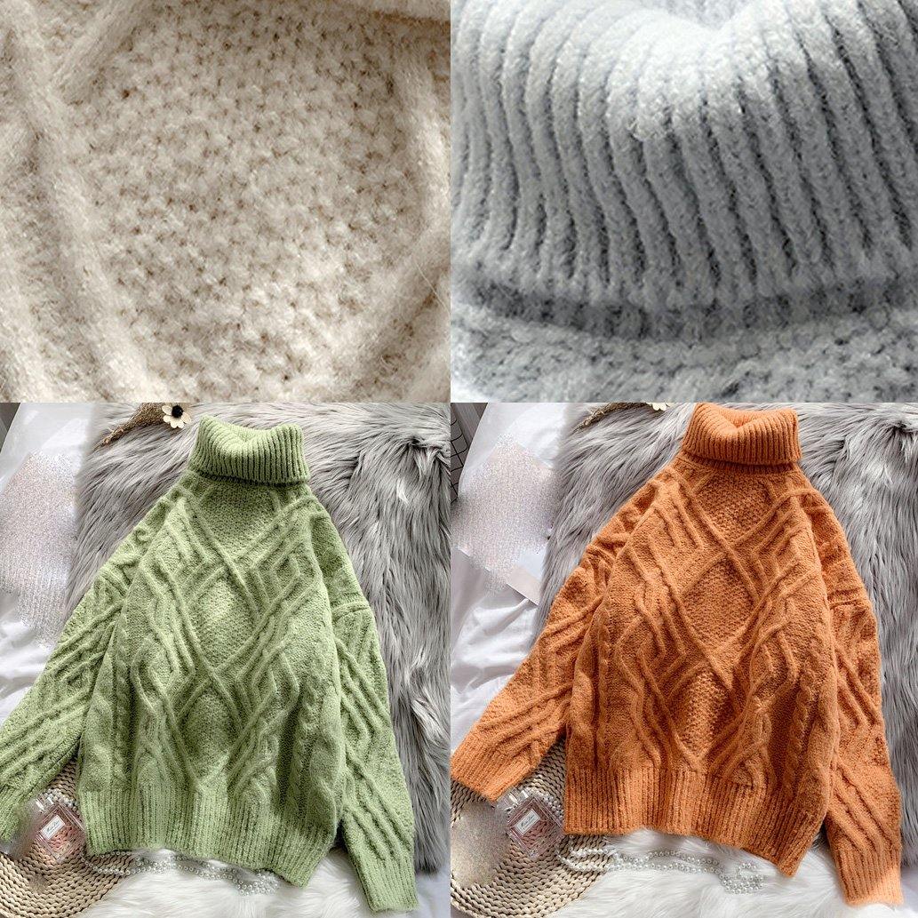 Blue Clothes Warm High Neck Knitwear